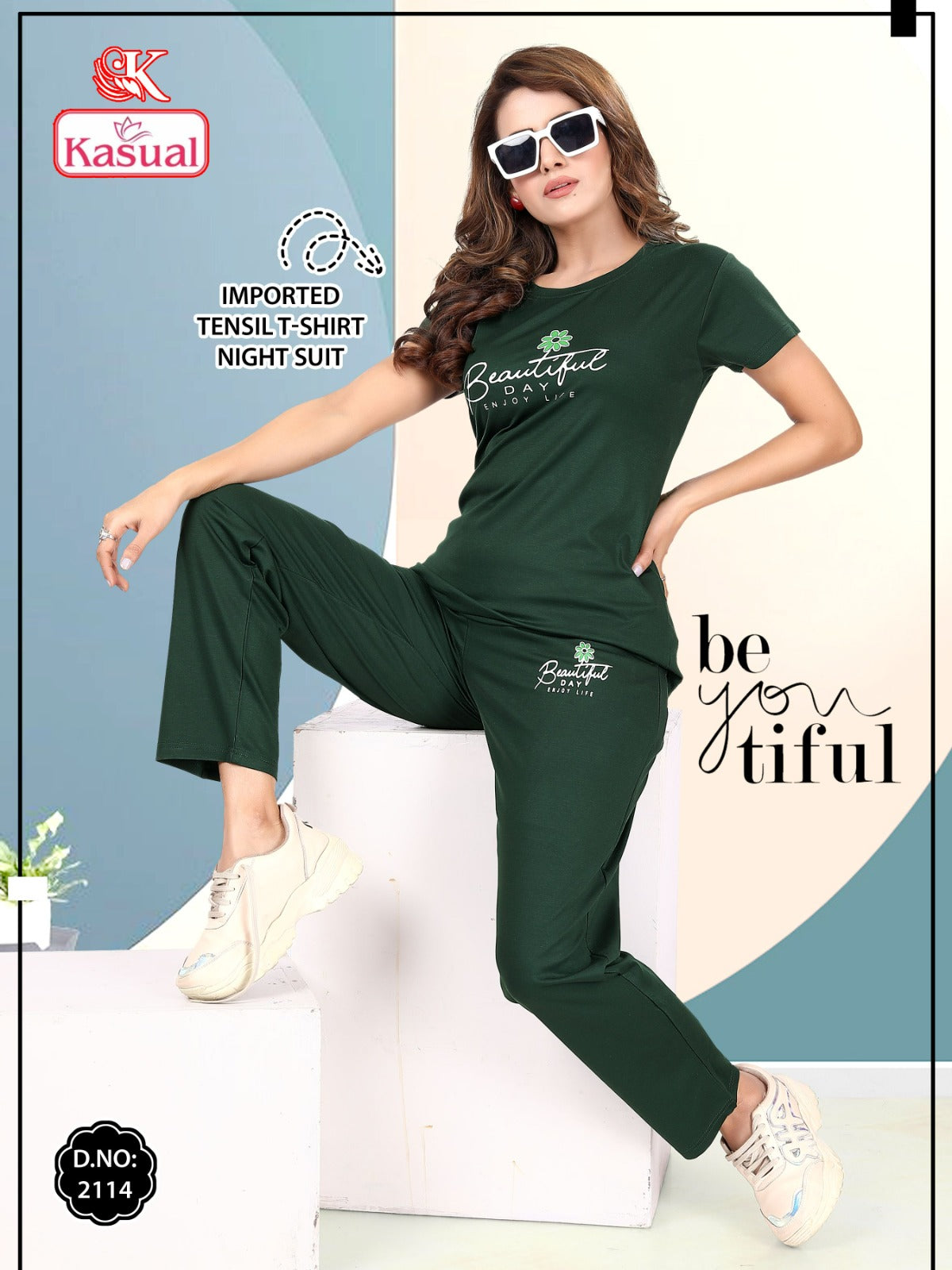 Design 2113-2118 Kasual Tencil Pyjama Night Suits Manufacturer Ahmedabad