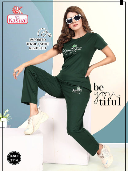 Design 2113-2118 Kasual Tencil Pyjama Night Suits Manufacturer Ahmedabad