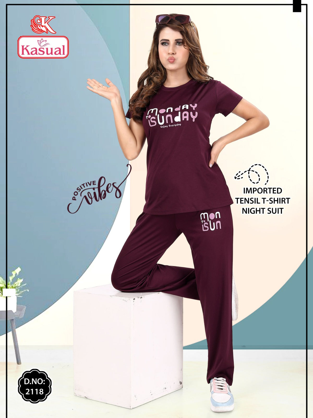 Design 2113-2118 Kasual Tencil Pyjama Night Suits Manufacturer Ahmedabad