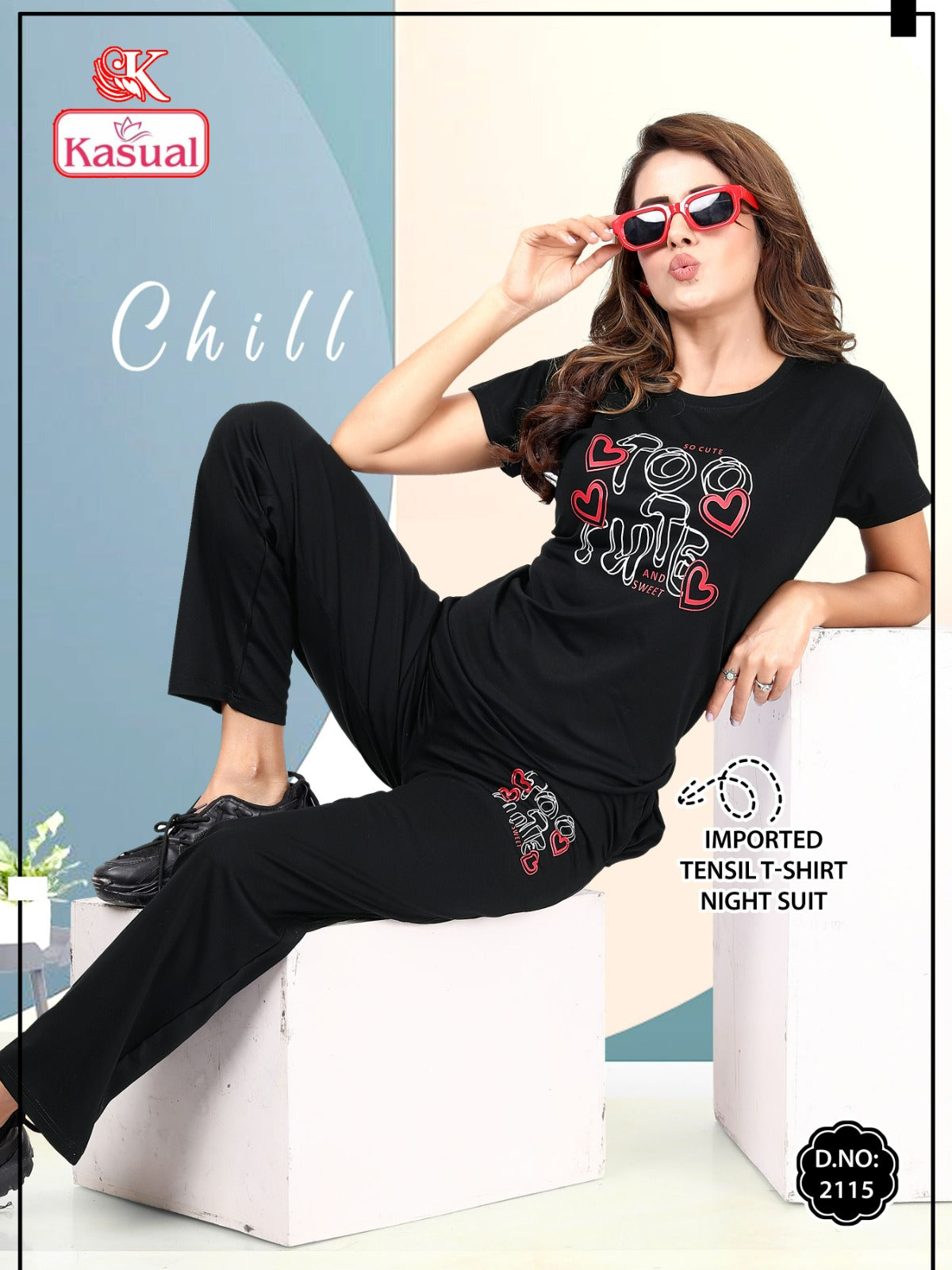 Design 2113-2118 Kasual Tencil Pyjama Night Suits Manufacturer Ahmedabad