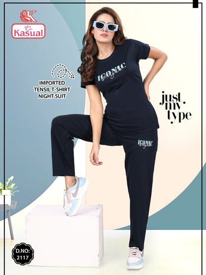 Design 2113-2118 Kasual Tencil Pyjama Night Suits Manufacturer Ahmedabad