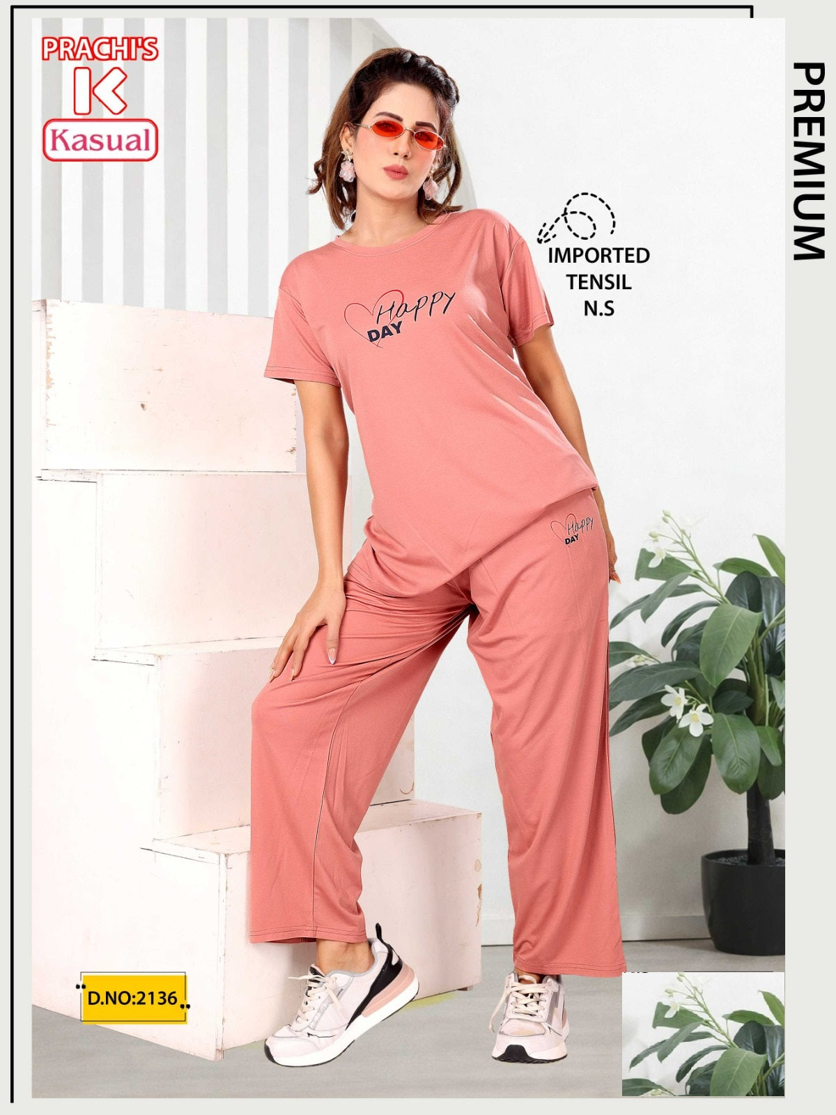 Design 2136-2141 Kasual Imported Pyjama Night Suits Manufacturer Ahmedabad