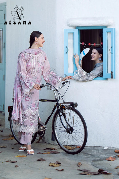 Design 2152-2153 Lawn Afsana Karachi Readymade Suits Manufacturer India