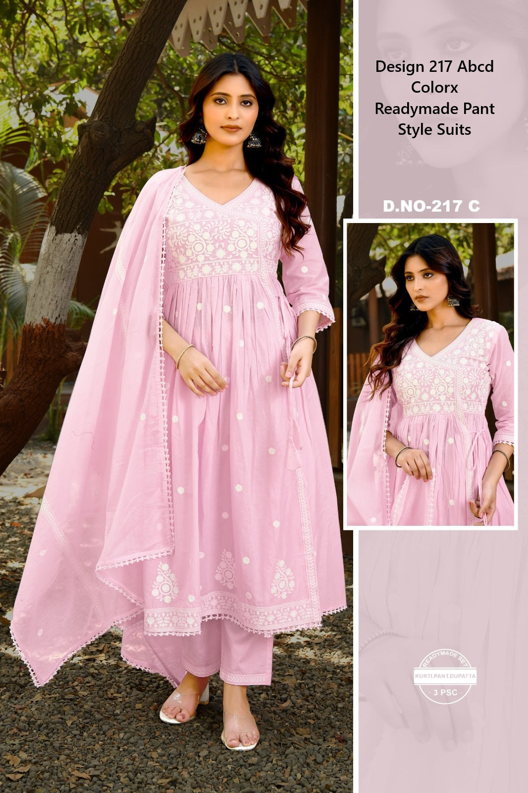 Design 217 Abcd Colorx Mull Cotton Readymade Pant Style Suits Wholesale Price