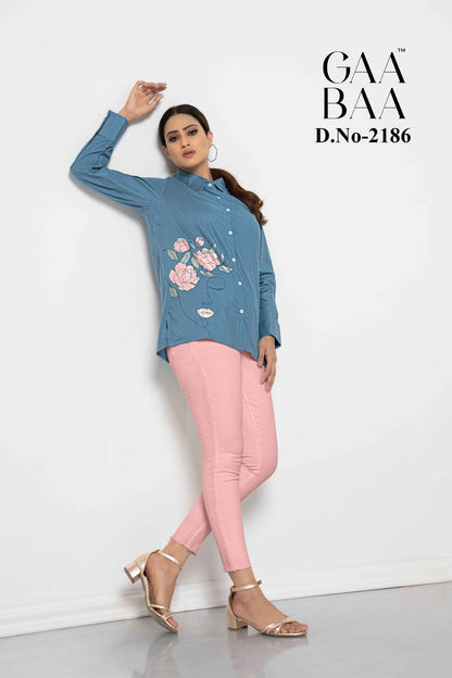 Design 2186 Gaabaa Rayon Slub Women Shirts Wholesale