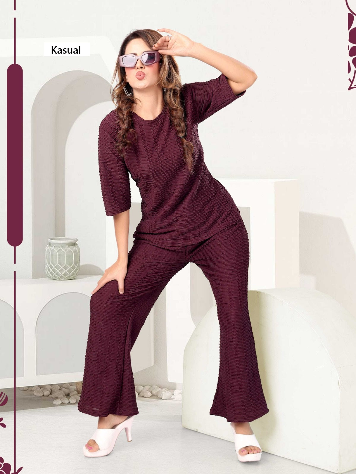 Design 220126 Kasual Crush Co Ord Set Supplier Ahmedabad