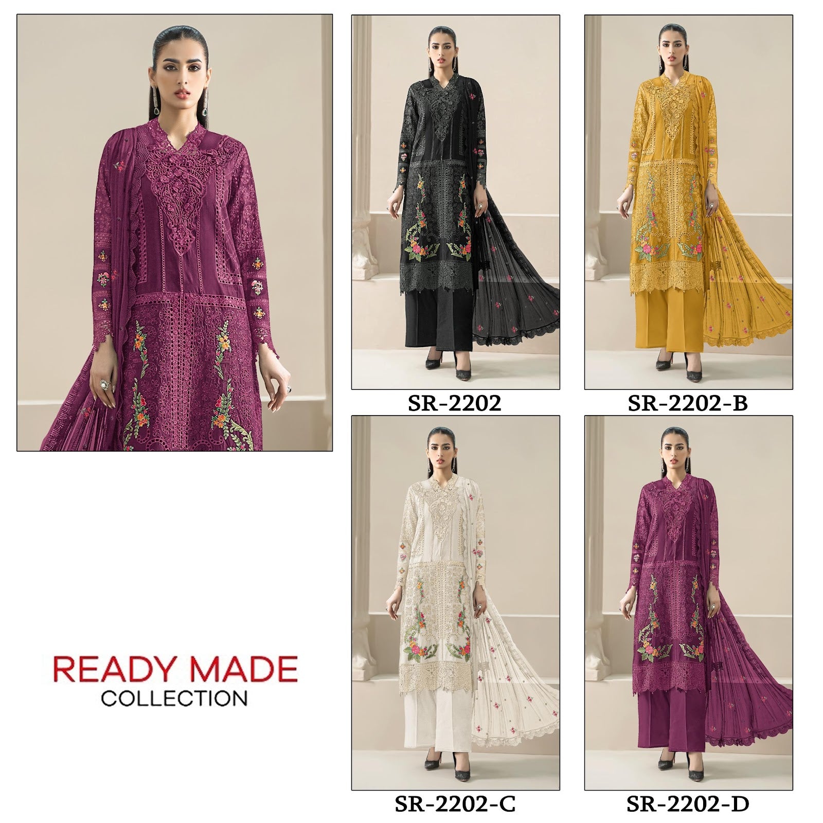 Design 2202 Shree Fabs Chiffon Pakistani Readymade Suits Wholesaler