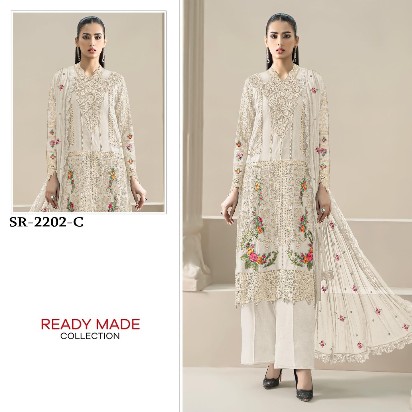 Design 2202 Shree Fabs Chiffon Pakistani Readymade Suits Wholesaler