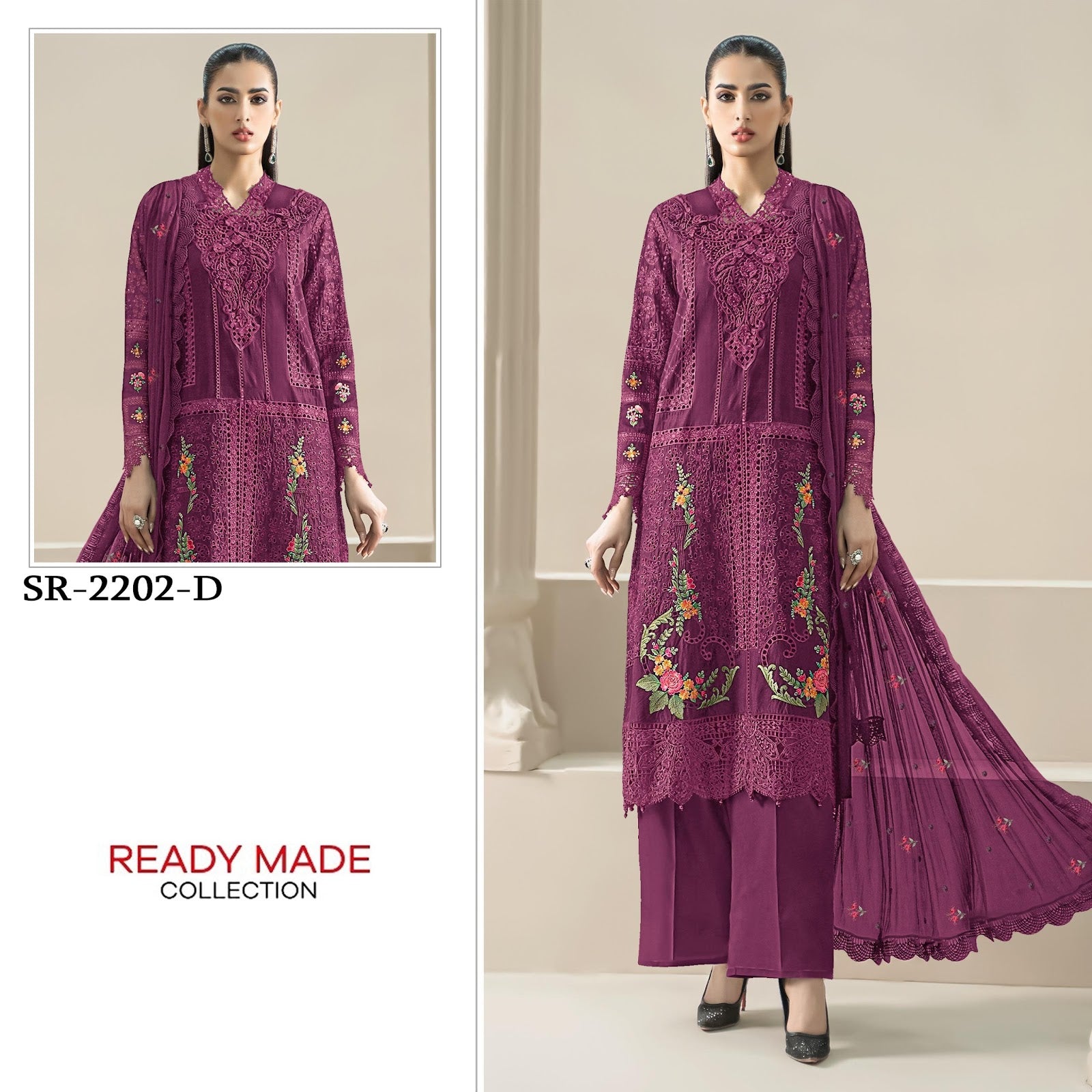 Design 2202 Shree Fabs Chiffon Pakistani Readymade Suits Wholesaler