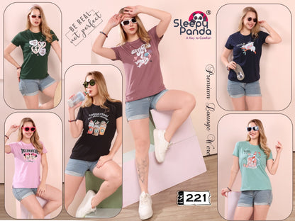 Design 221 Sleepy Panda Women Tshirt Wholesaler Ahmedabad