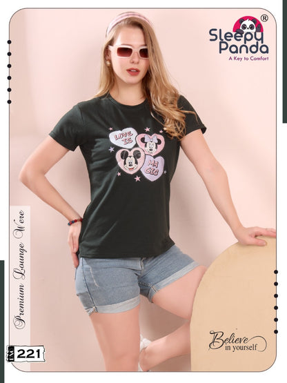 Design 221 Sleepy Panda Women Tshirt Wholesaler Ahmedabad