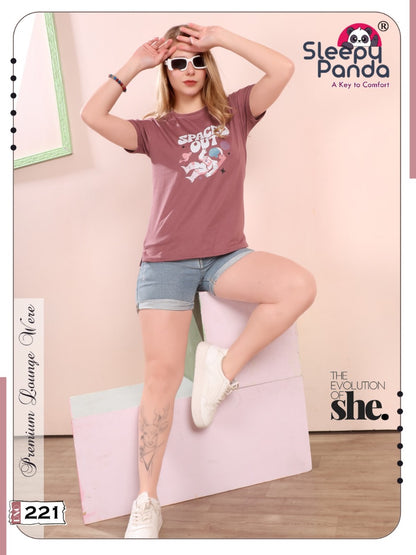 Design 221 Sleepy Panda Women Tshirt Wholesaler Ahmedabad