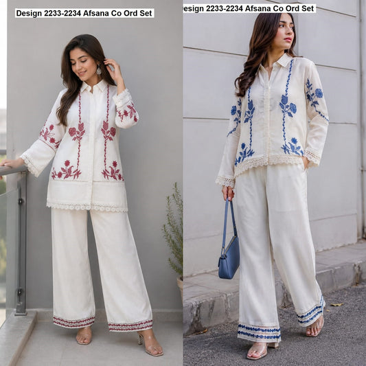 Design 2233-2234 Afsana Linen Co Ord Set Exporter