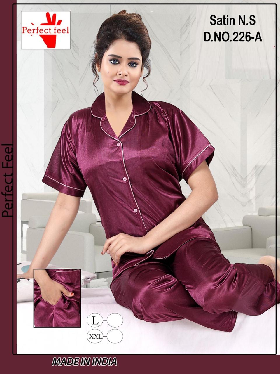 Design 226 Perfect Feel Satin Night Suits Wholesale Rate