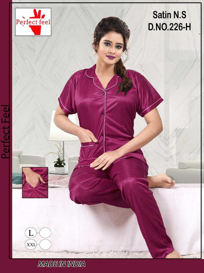 Design 226 Perfect Feel Satin Night Suits Wholesale Rate