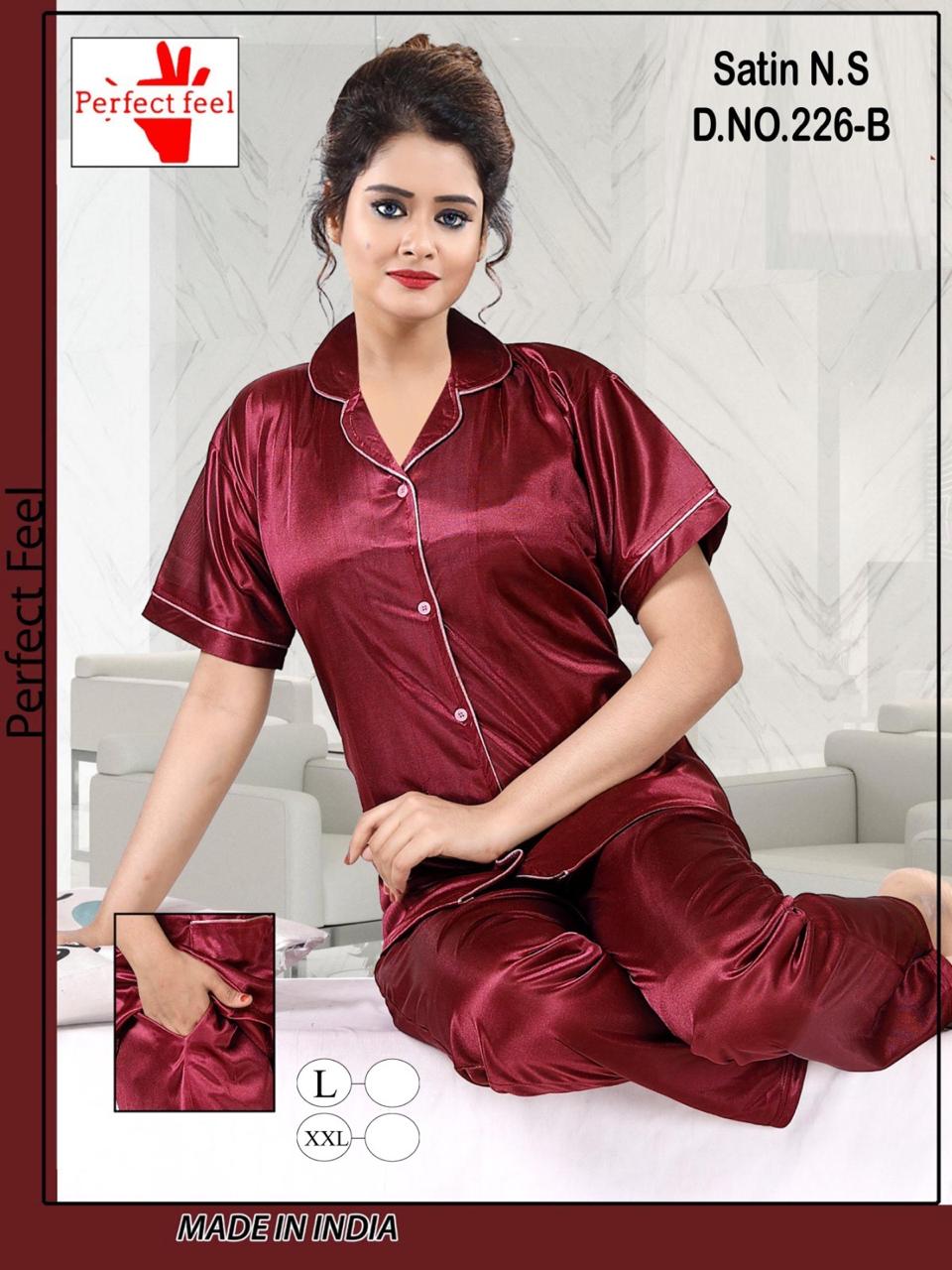 Design 226 Perfect Feel Satin Night Suits Wholesale Rate