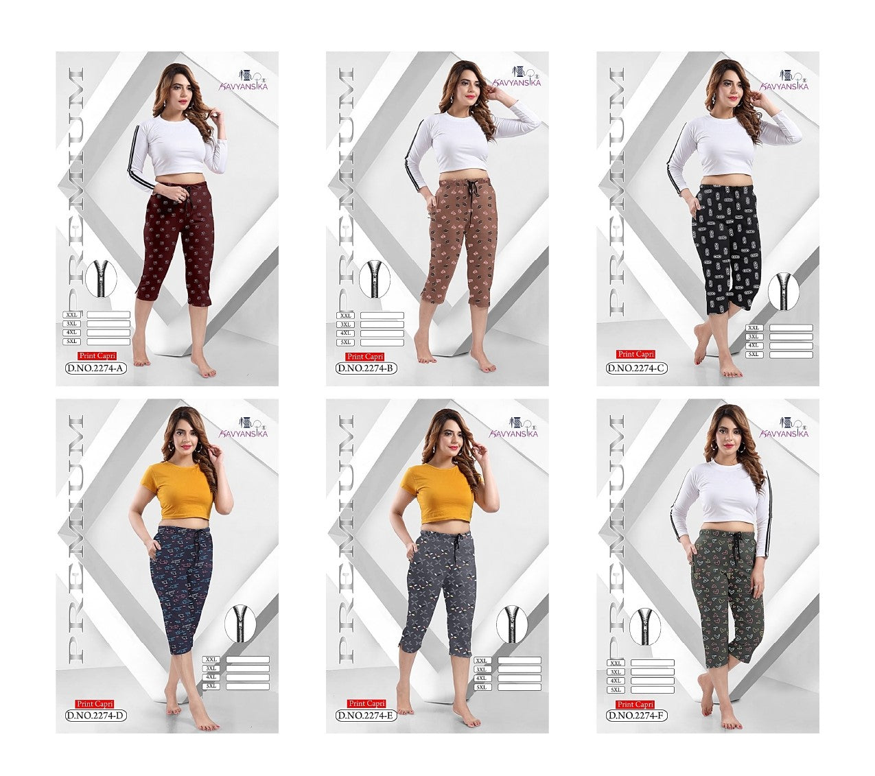 Design 2274 Kavyansika Hosiery Cotton Womens Capri Supplier