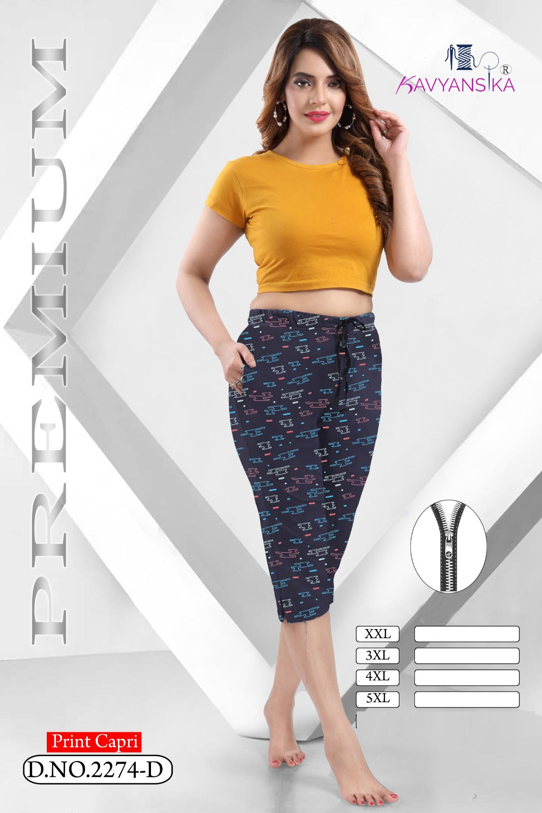 Design 2274 Kavyansika Hosiery Cotton Womens Capri Supplier