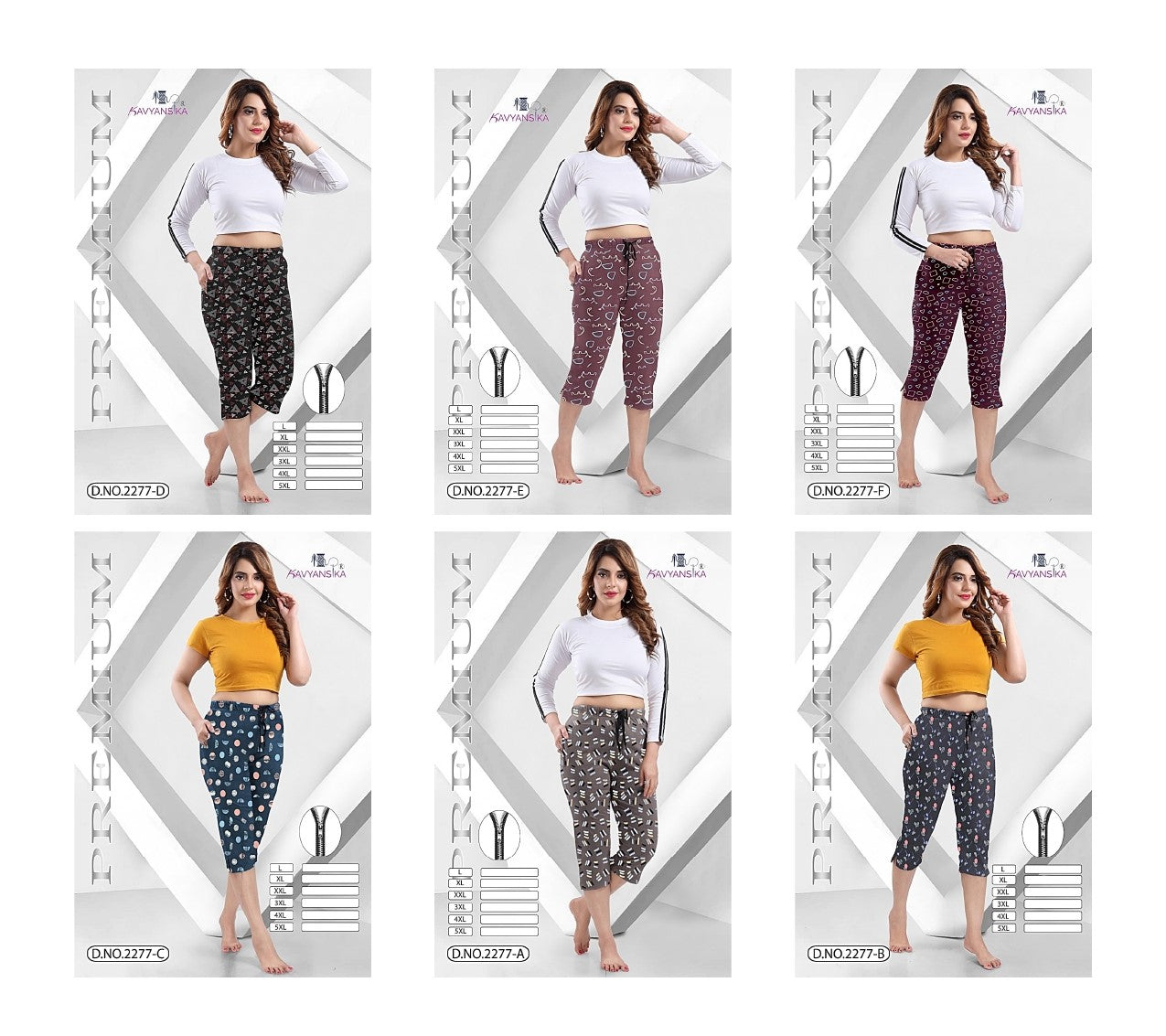 Design 2277 Kavyansika Hosiery Cotton Womens Capri Supplier Gujarat