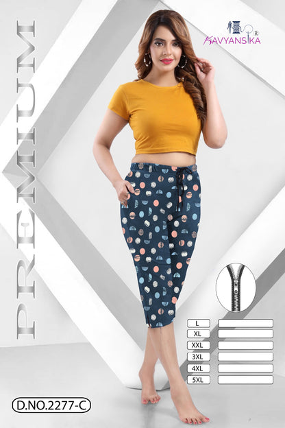Design 2277 Kavyansika Hosiery Cotton Womens Capri Supplier Gujarat