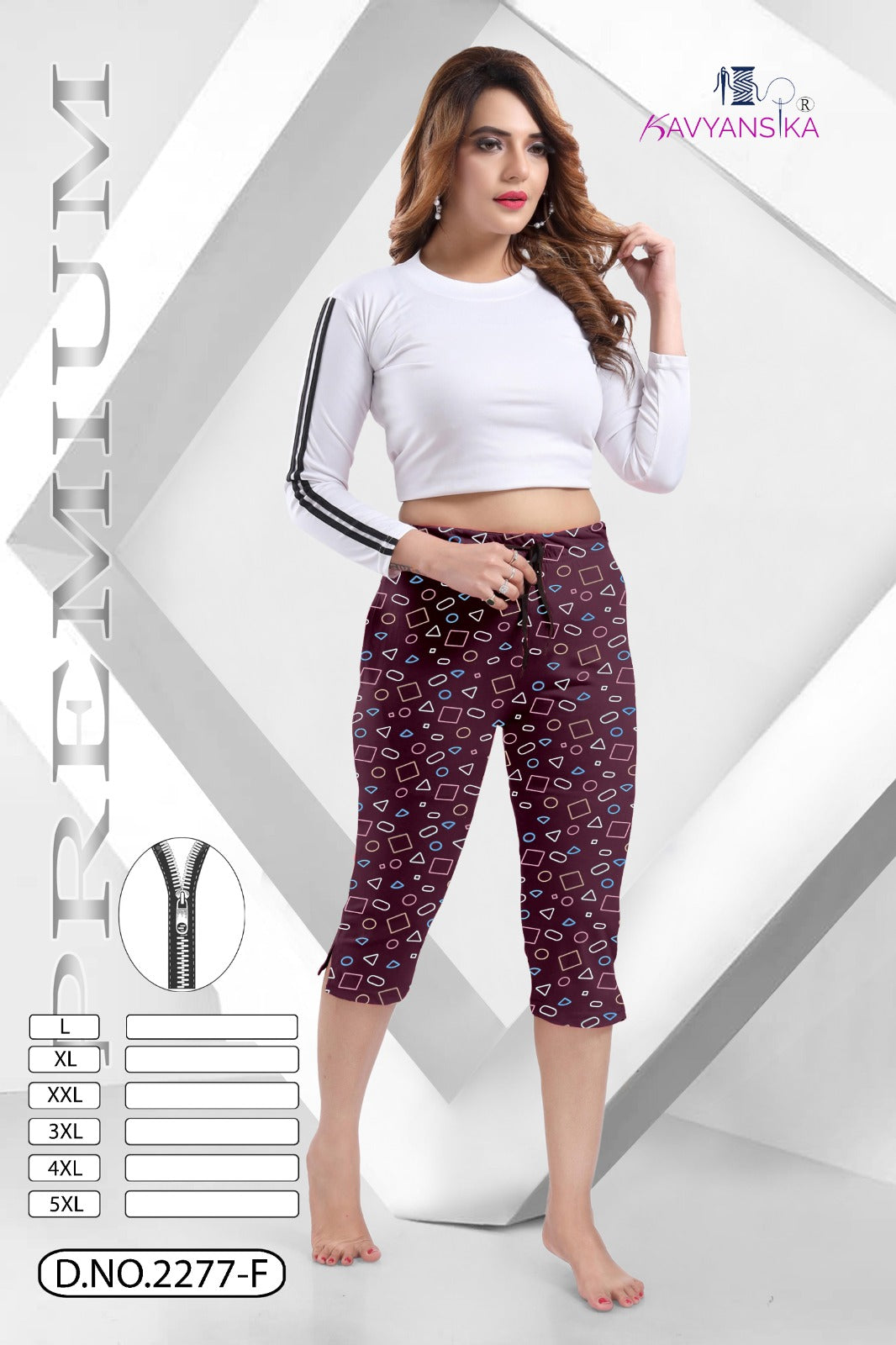 Design 2277 Kavyansika Hosiery Cotton Womens Capri Supplier Gujarat