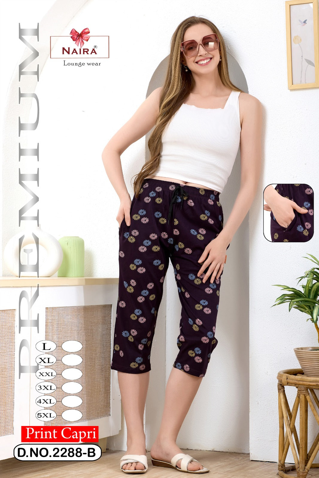 Design 2288 Naira Kavyansika Hosiery Cotton Womens Capri Wholesale