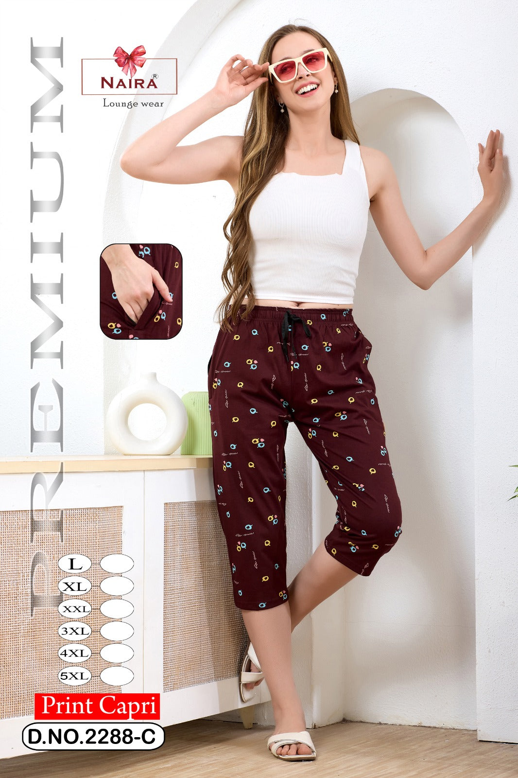 Design 2288 Naira Kavyansika Hosiery Cotton Womens Capri Wholesale