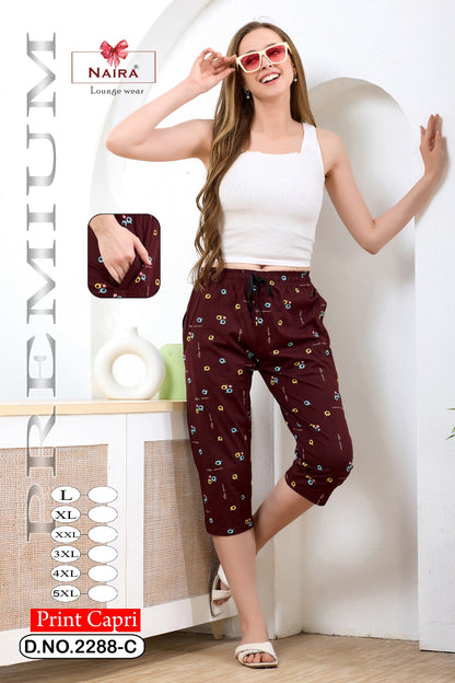 Design 2288 Naira Kavyansika Hosiery Cotton Womens Capri Wholesale