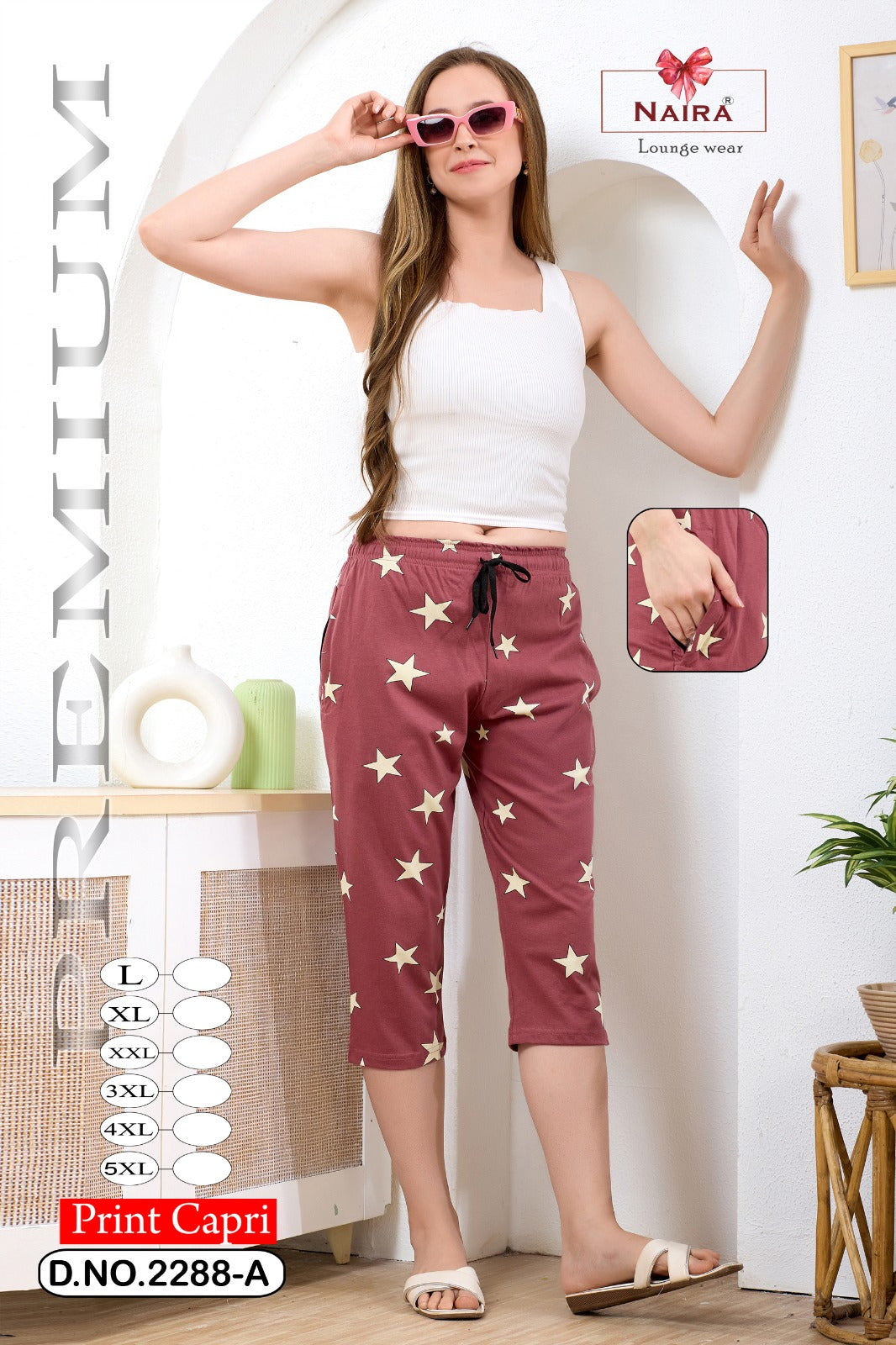 Design 2288 Naira Kavyansika Hosiery Cotton Womens Capri Wholesale