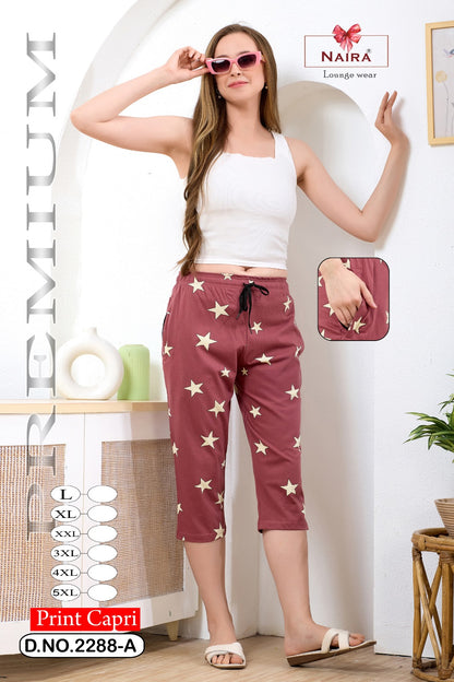 Design 2288 Naira Kavyansika Hosiery Cotton Womens Capri Wholesale