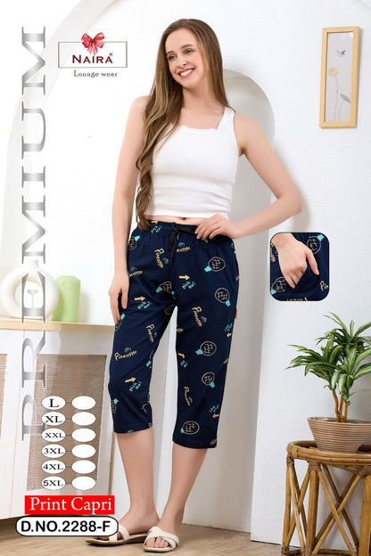 Design 2288 Naira Kavyansika Hosiery Cotton Womens Capri Wholesale
