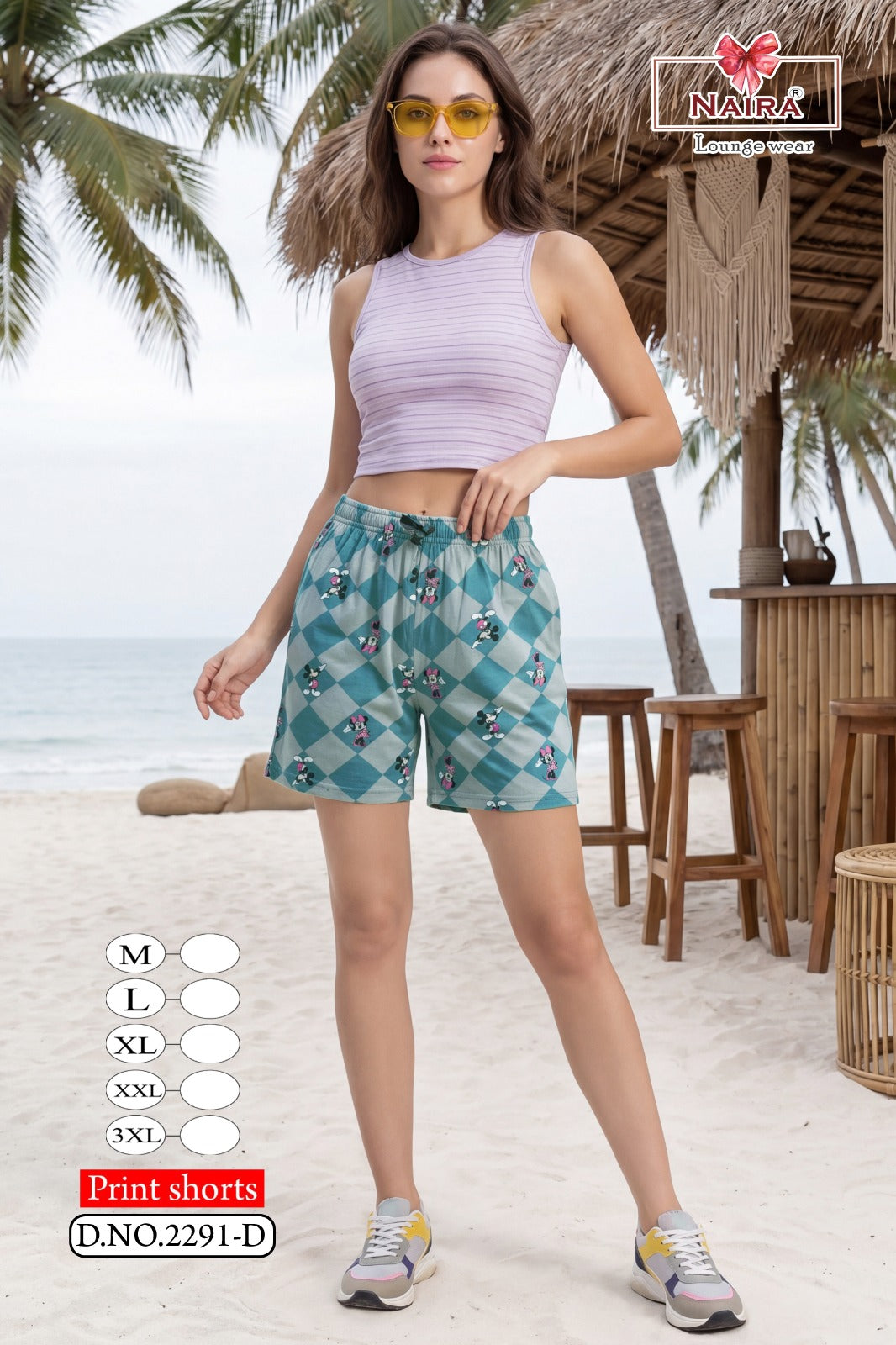 Design 2291 Naira Kavyansika Hosiery Cotton Women Shorts Exporter Gujarat