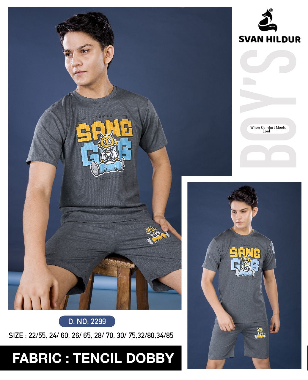 Design 2299 Svan Hildur Tencil Boys Co Ord Set Wholesale Rate