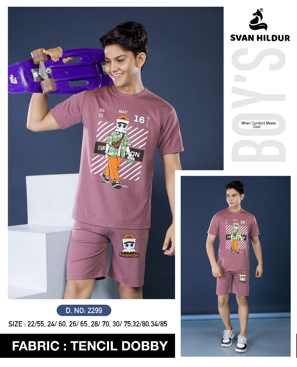 Design 2299 Svan Hildur Tencil Boys Co Ord Set Wholesale Rate