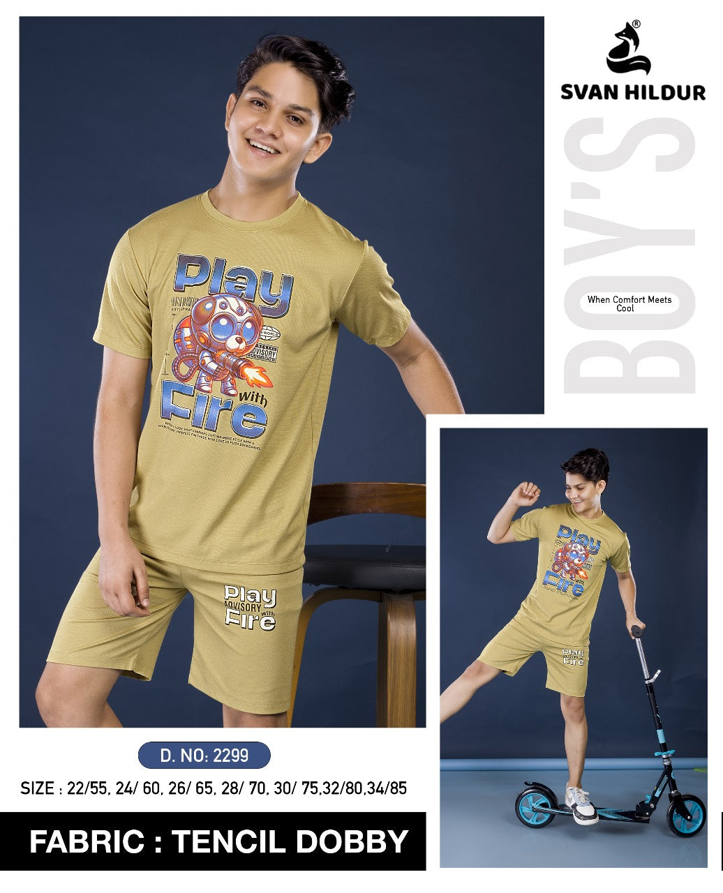Design 2299 Svan Hildur Tencil Boys Co Ord Set Wholesale Rate