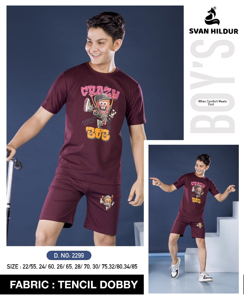 Design 2299 Svan Hildur Tencil Boys Co Ord Set Wholesale Rate