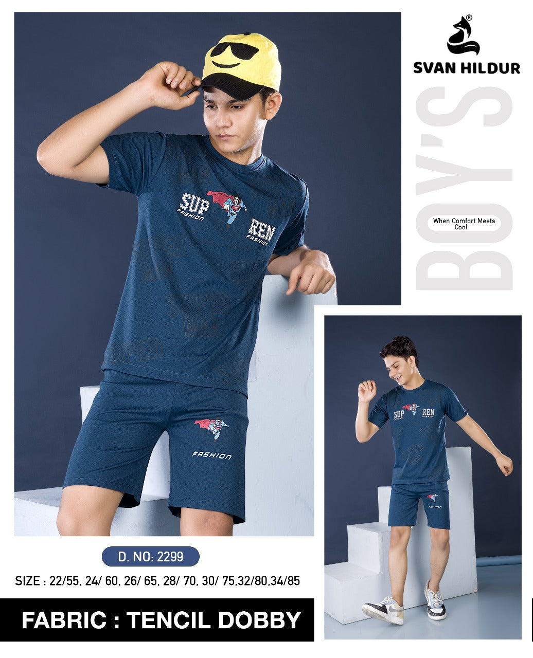 Design 2299 Svan Hildur Tencil Boys Co Ord Set Wholesale Rate