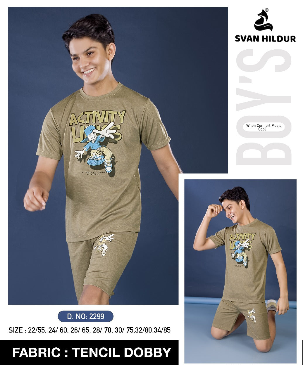 Design 2299 Svan Hildur Tencil Boys Co Ord Set Wholesale Rate