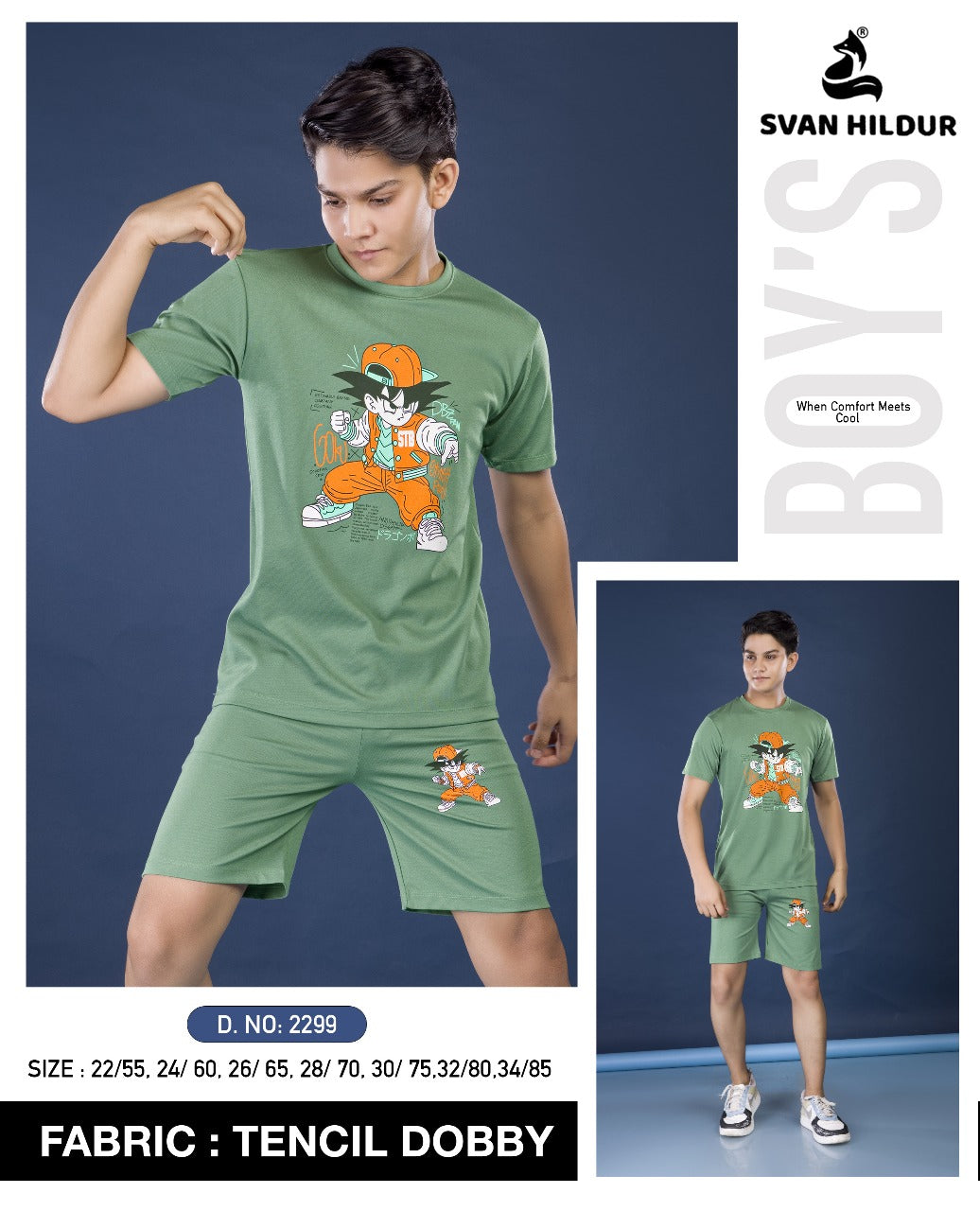 Design 2299 Svan Hildur Tencil Boys Co Ord Set Wholesale Rate