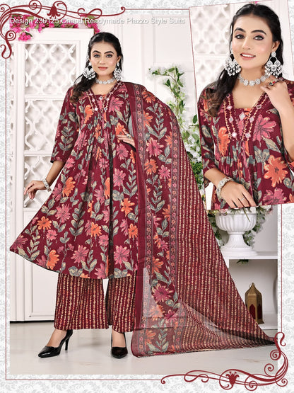 Design 230125 Chand Cotton Readymade Plazzo Style Suits Manufacturer Gujarat