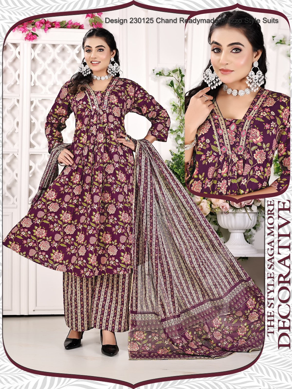 Design 230125 Chand Cotton Readymade Plazzo Style Suits Manufacturer Gujarat