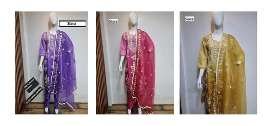 Design 2307 Siara Roman Silk Readymade Pant Style Suits Wholesale Rate