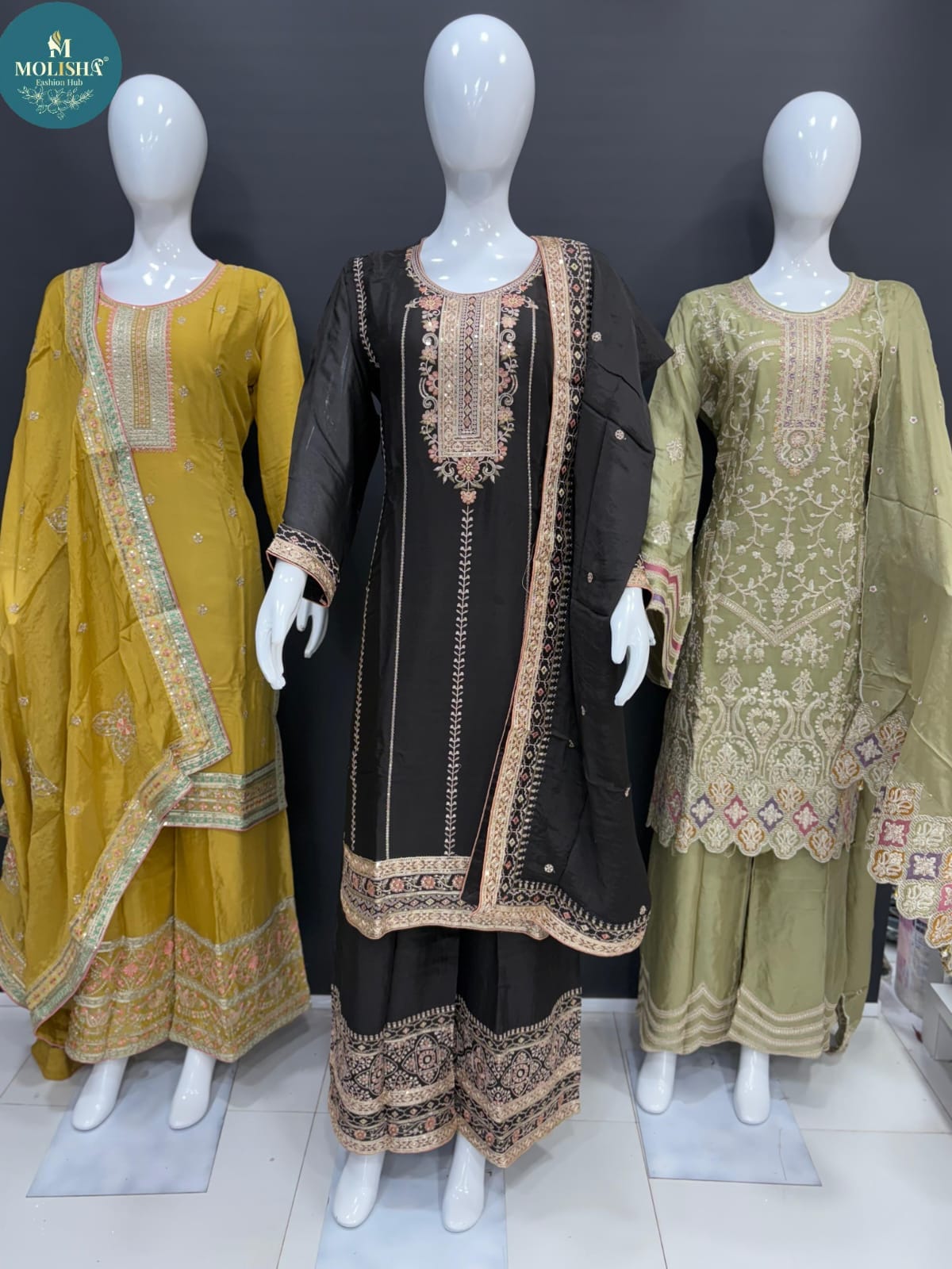 Design 231224 Molisha Fashion Hub Chinon Pakistani Readymade Suits Manufacturer