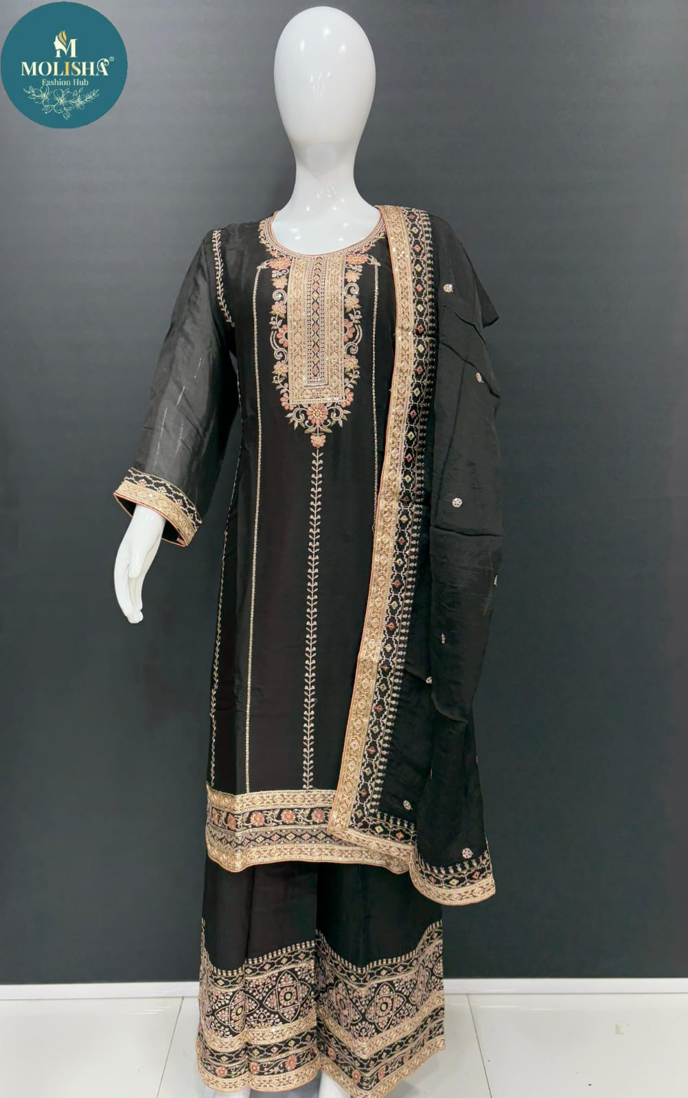 Design 231224 Molisha Fashion Hub Chinon Pakistani Readymade Suits Manufacturer