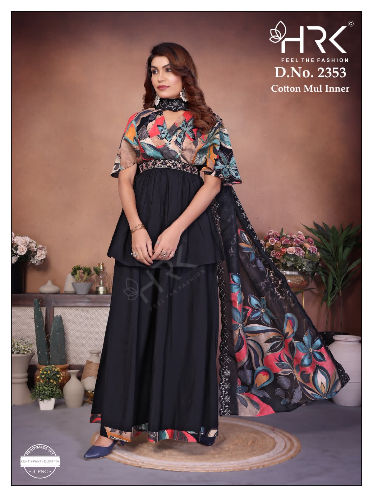 Design 2353 Hrk Roman Silk Readymade Plazzo Style Suits Exporter