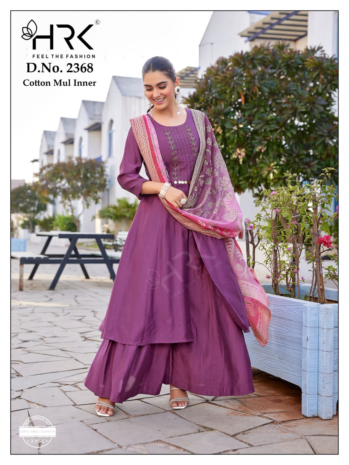 Design 2368 Hrk Soft Modal Readymade Plazzo Style Suits Supplier