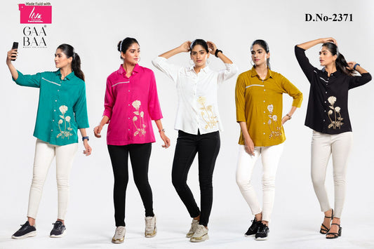 Design 2371 Gaabaa Rayon Women Shirts Wholesaler