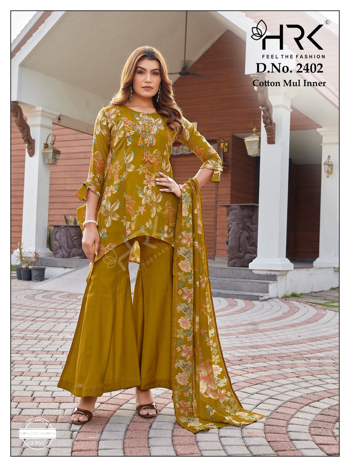 Design 2402 Hrk Mul Chanderi Readymade Suits Wholesaler India