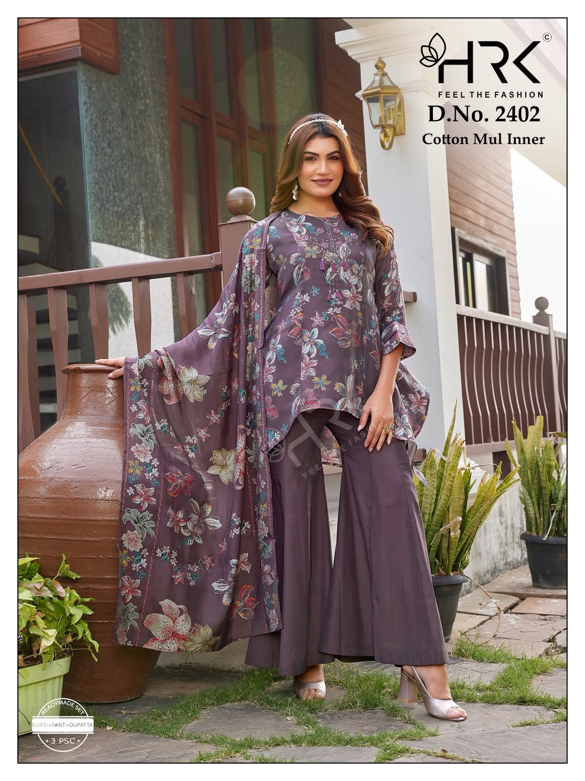 Design 2402 Hrk Mul Chanderi Readymade Suits Wholesaler India