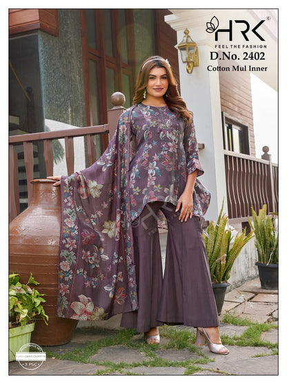 Design 2402 Hrk Mul Chanderi Readymade Suits Wholesaler India